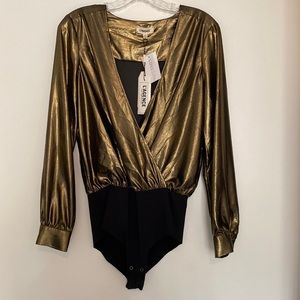 L’Agence Gold shimmer blouse/bodysuit